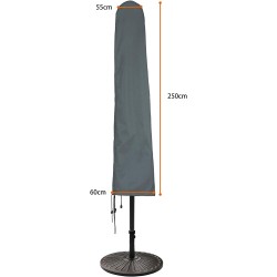 Abdeckung Schutzhülle zum Schutz für Sonnenschirme, ≤ Ø350 cm, Extra wasserabweisend und UV schützend Dunkelgrau, 250x55/60cm