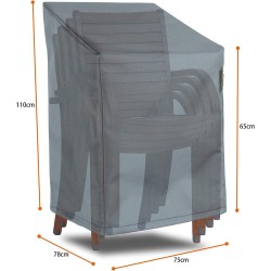Abdeckung Schutzhülle für Gartenstühle  mit hoher Rückenlehne für bis zu 4 Stühle (75x78xH65/110 cm)