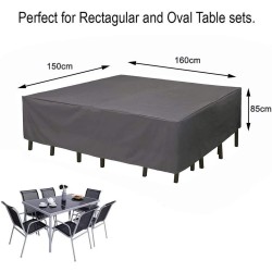 Abdeckung Schutzhülle für Gartenmöbel Rechteckig Abdeckeplane für Tisch und Stühle Grau.Größe:160x150x85cm