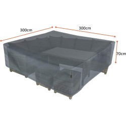 Abdeckung Schutzhülle für Gartenmöbel Rechteckig Abdeckeplane für Tisch und Stühle Grau.Größe: 300X300X70cm